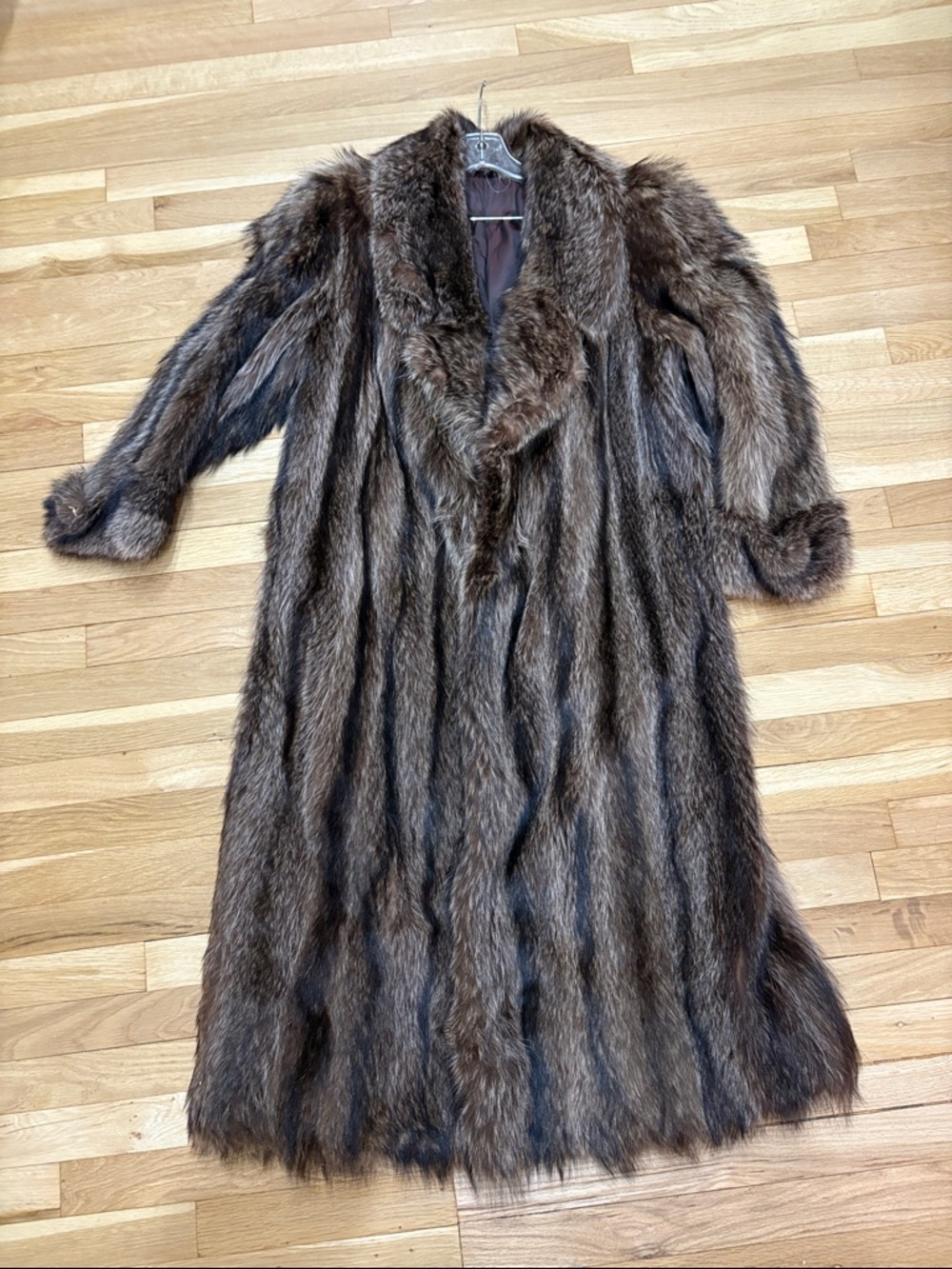 Luxurious Brown Fur Raccoon Coat